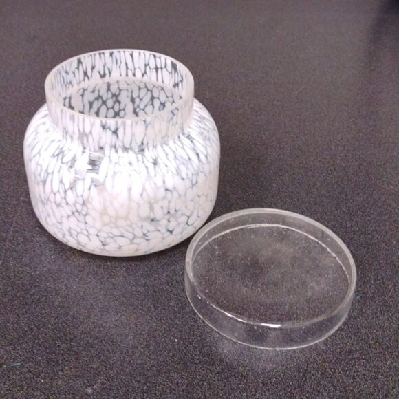 Anthropologie Glass White Crackled Lidded Jar Trinket Vanity Container - Picture 2 of 7